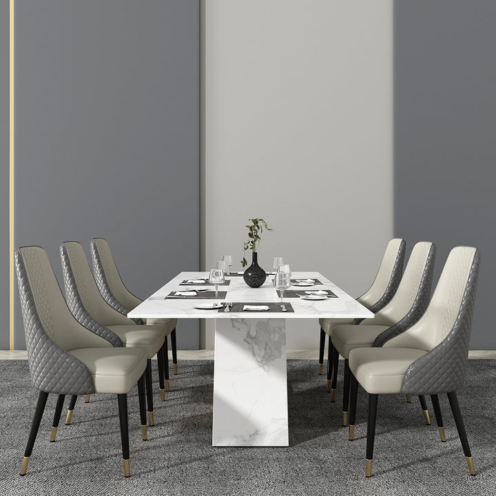 Diamic Modern Dining Chairs Upholstered Faux Leather High Back Gray Set of 2 Dining Room Chairs