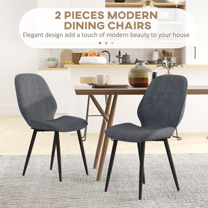 HOMCOM Velvet Dining Chairs Set of 2, Grey