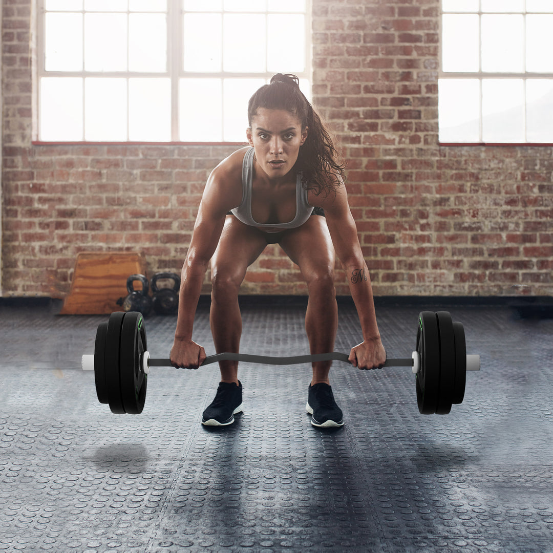 Olympic EZ Curl Bar with 50kg Weight Plates