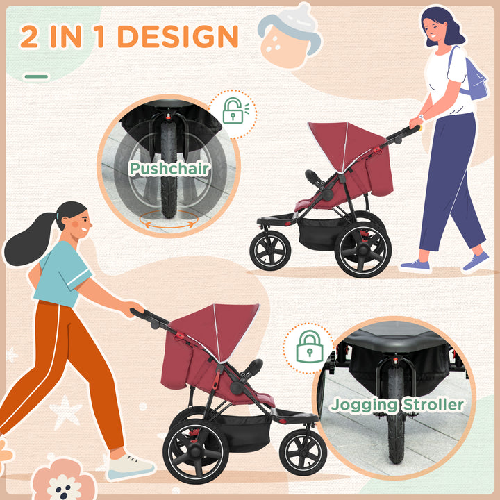 Foldable Tri-Wheeler Pushchair with Sun Canopy and Storage Basket