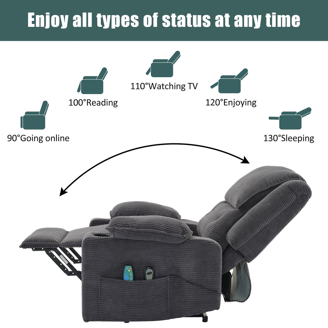 Remote Control Upholstered Oversized Power Lift Recliner Chair for Elderly with Heat