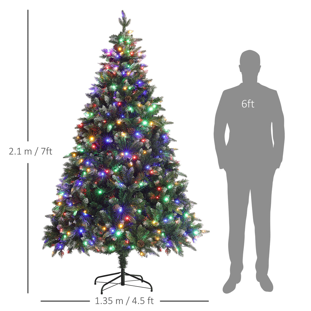 7ft Prelit Artificial Christmas Tree with Dual Colour LED Light and 1466 Tips