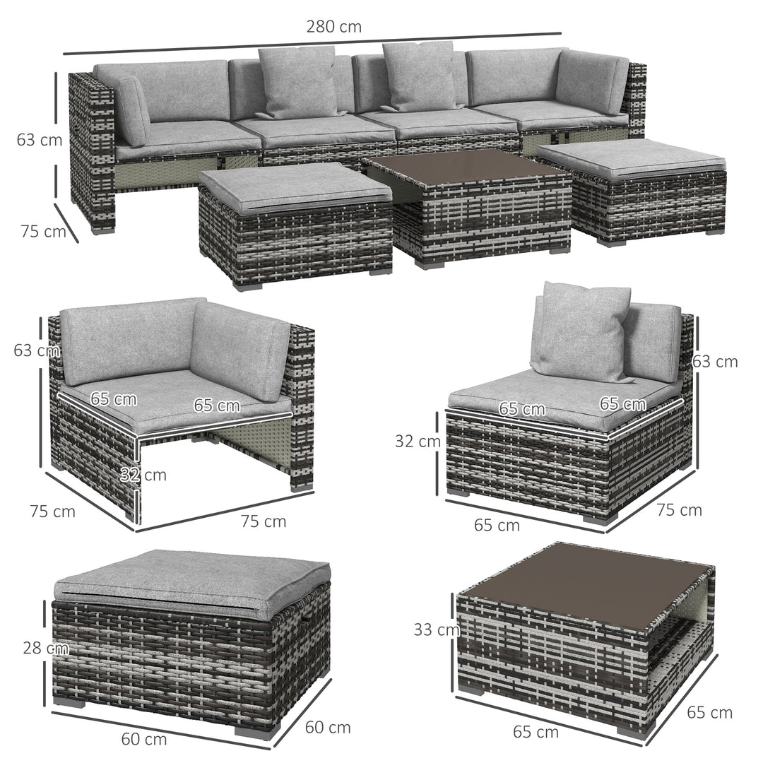 7-Piece Rattan Patio Furniture Set with Sofa