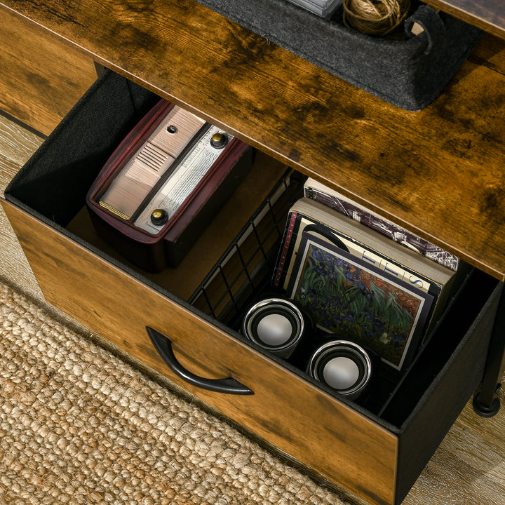 Industrial Chest, 3 Drawers & Shelves, Rustic Brown