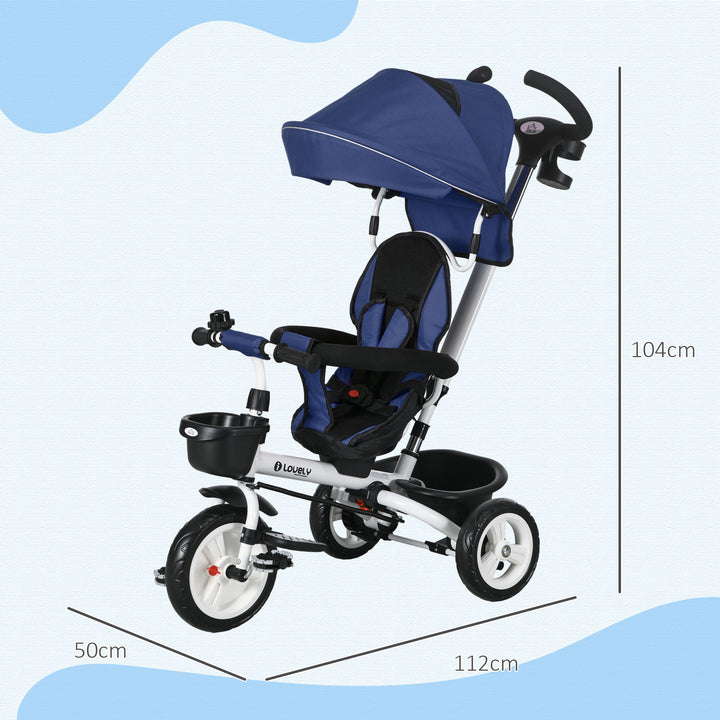 Metal Frame 4 in 1 Baby Push Tricycle with Parent Handle for 1-5 Years Old