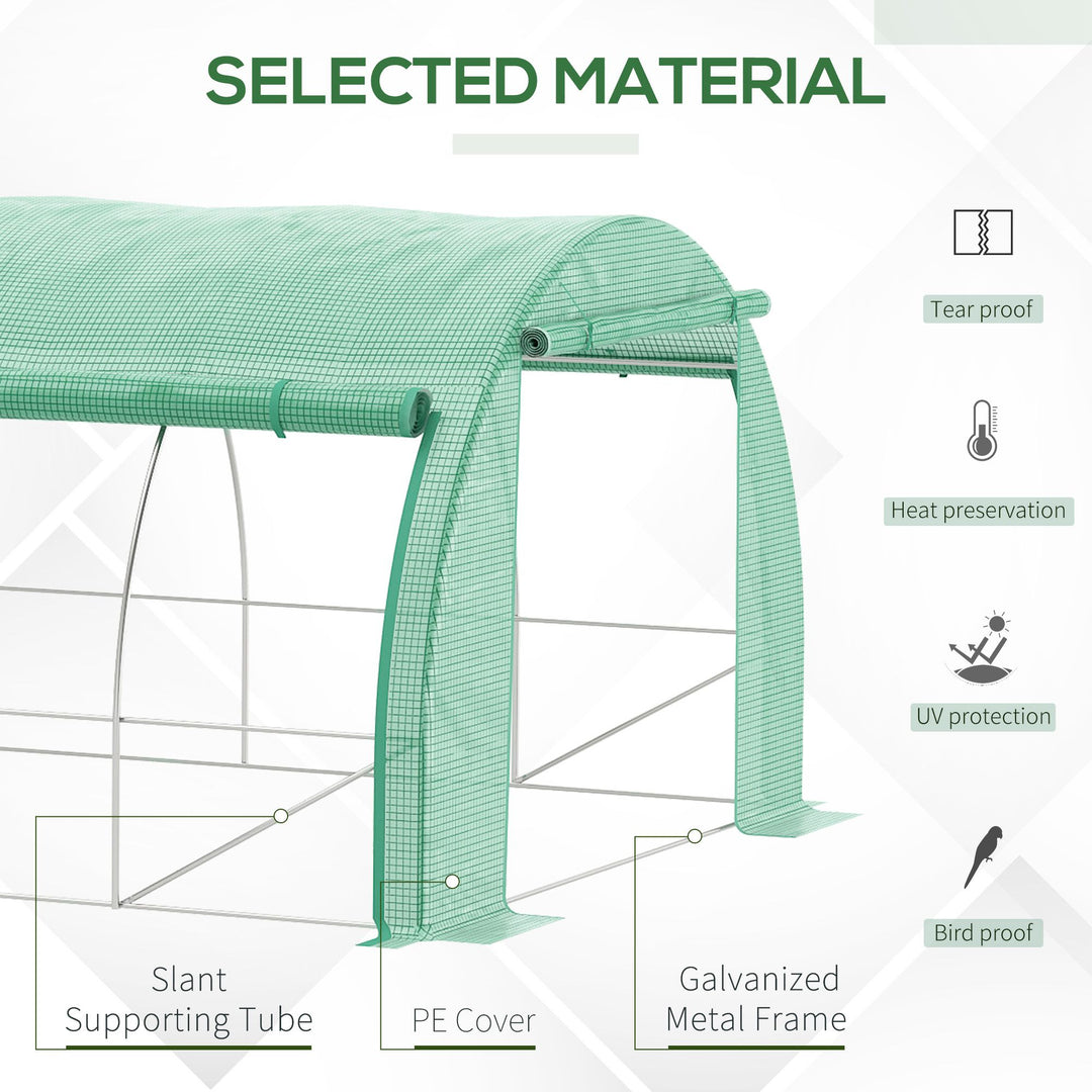 Polytunnel Greenhouse Walk-in Grow House Tent with Roll-up Sidewalls