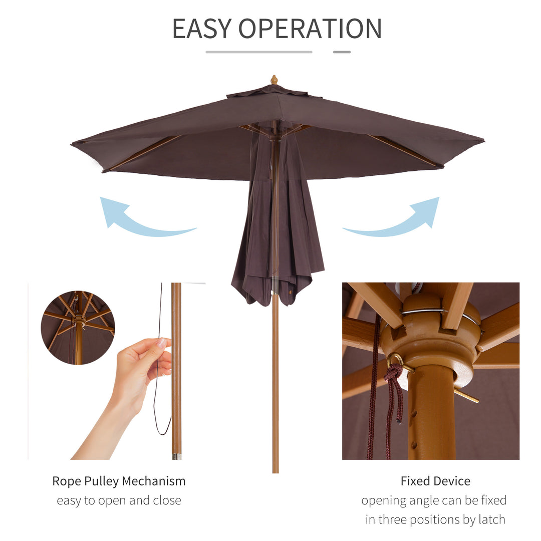 Elegant Wooden Garden Parasol: 2.5m Patio Sunshade with UV Protection