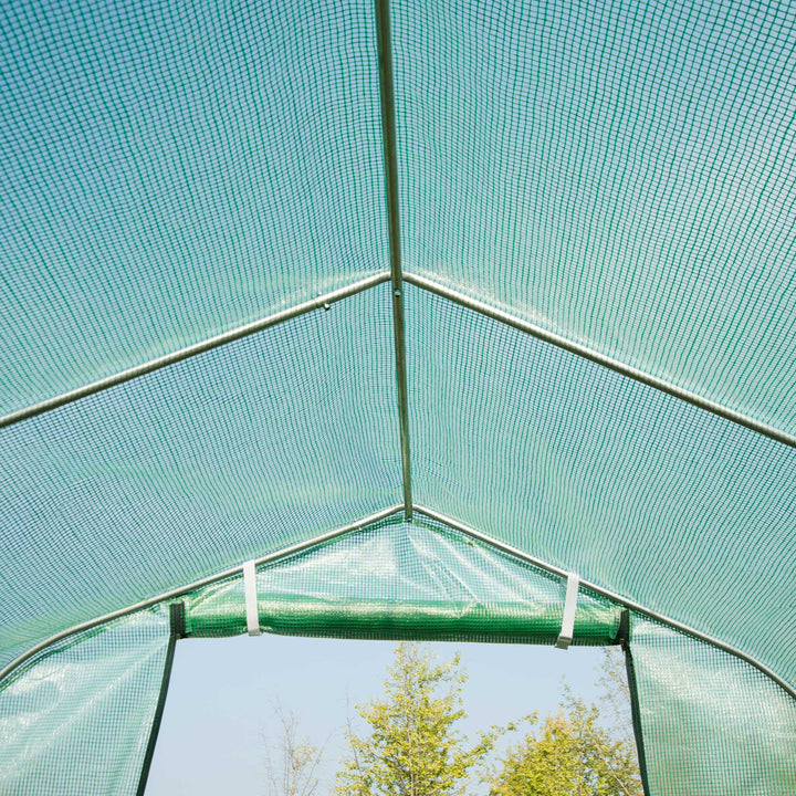 Galvanised Frame Polytunnel Greenhouse with Windows and Door for Garden