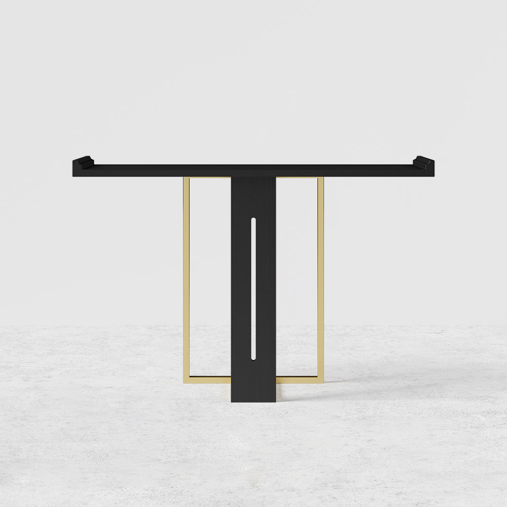 1000mm Narrow Console Table for Hallway Foyer Black Solid Wood & Gold Metal in Small