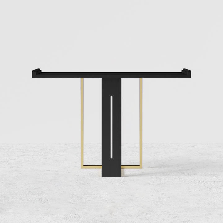 1000mm Narrow Console Table for Hallway Foyer Black Solid Wood & Gold Metal in Small