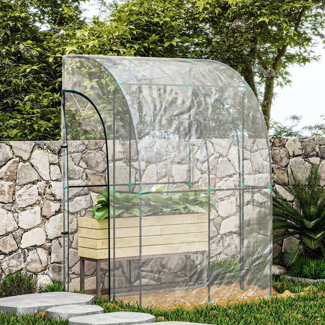 Walk-In Lean-To Greenhouse with Steel Frame & Plastic Cover