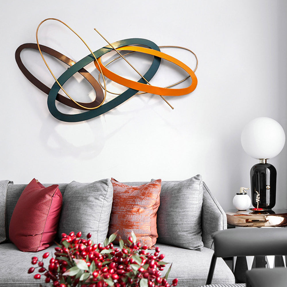 Modern Geometric Metal Wall Decor Overlapping Creative Wall Art Multi-colour Living room