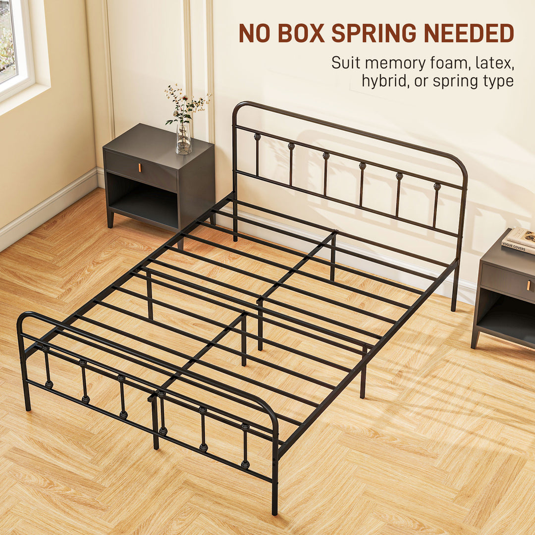 5ft King Platform Bed Frame with Underbed Storage Tall Headboard Steel Slat No Box Spring Needed Easy Assembly Black