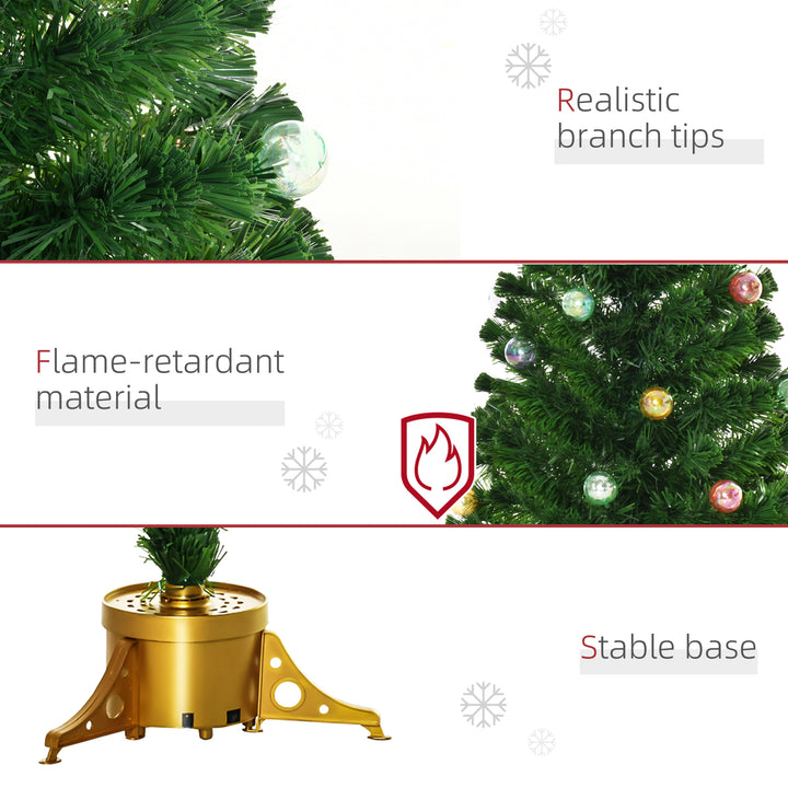 5FT Pre Lit Christmas Tree Artificial Tree Fiber Optic Holiday Home Xmas Indoor Decoration with Golden Stand Green