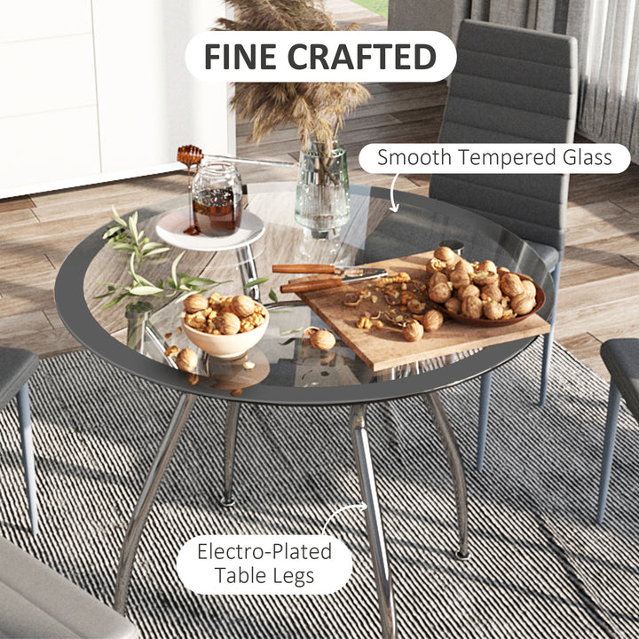 HOMCOM Round Dining Table Set for 4, Grey https://www.awin1.com/pclick.php?p=37759621452&a=1765756&m=17151 Aosom