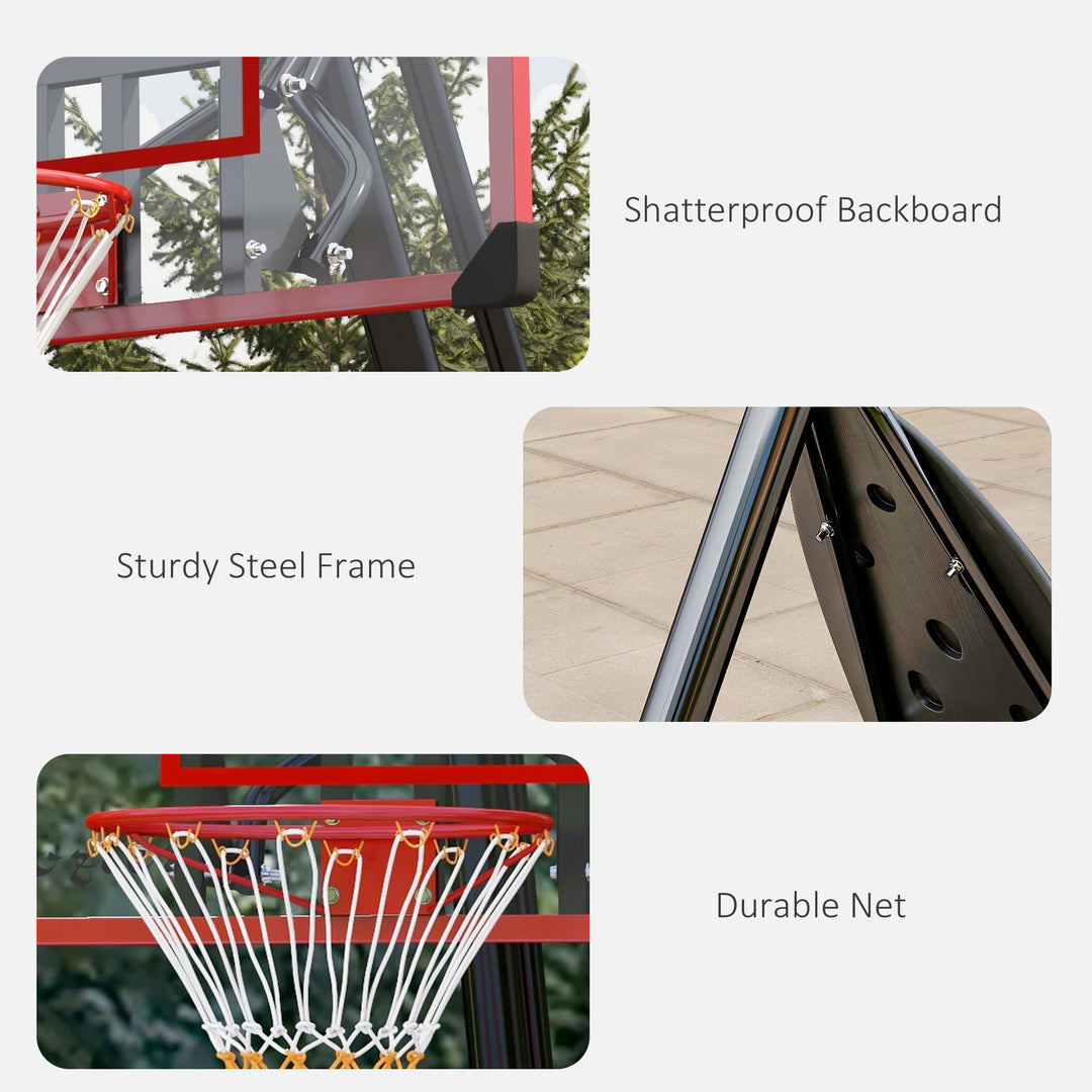 2.4-2.9m Adjustable Basketball Hoop and Stand with Weighted Base