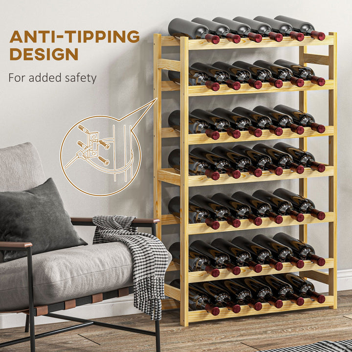 42-Bottle Wooden Wine Rack - Natural Finish