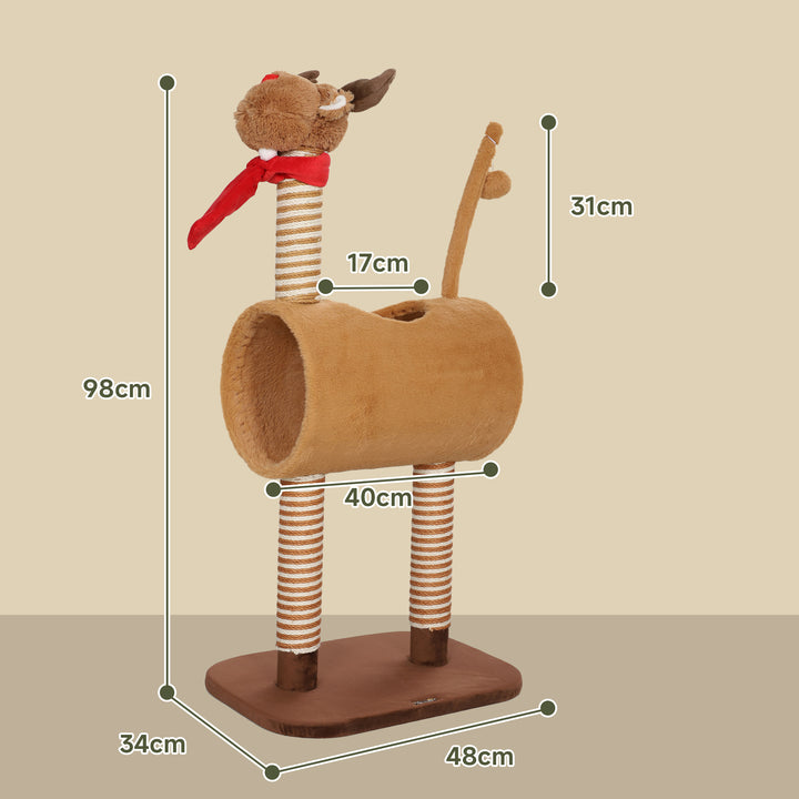 98cm Deer Themed Cat Tree with Scratching Posts