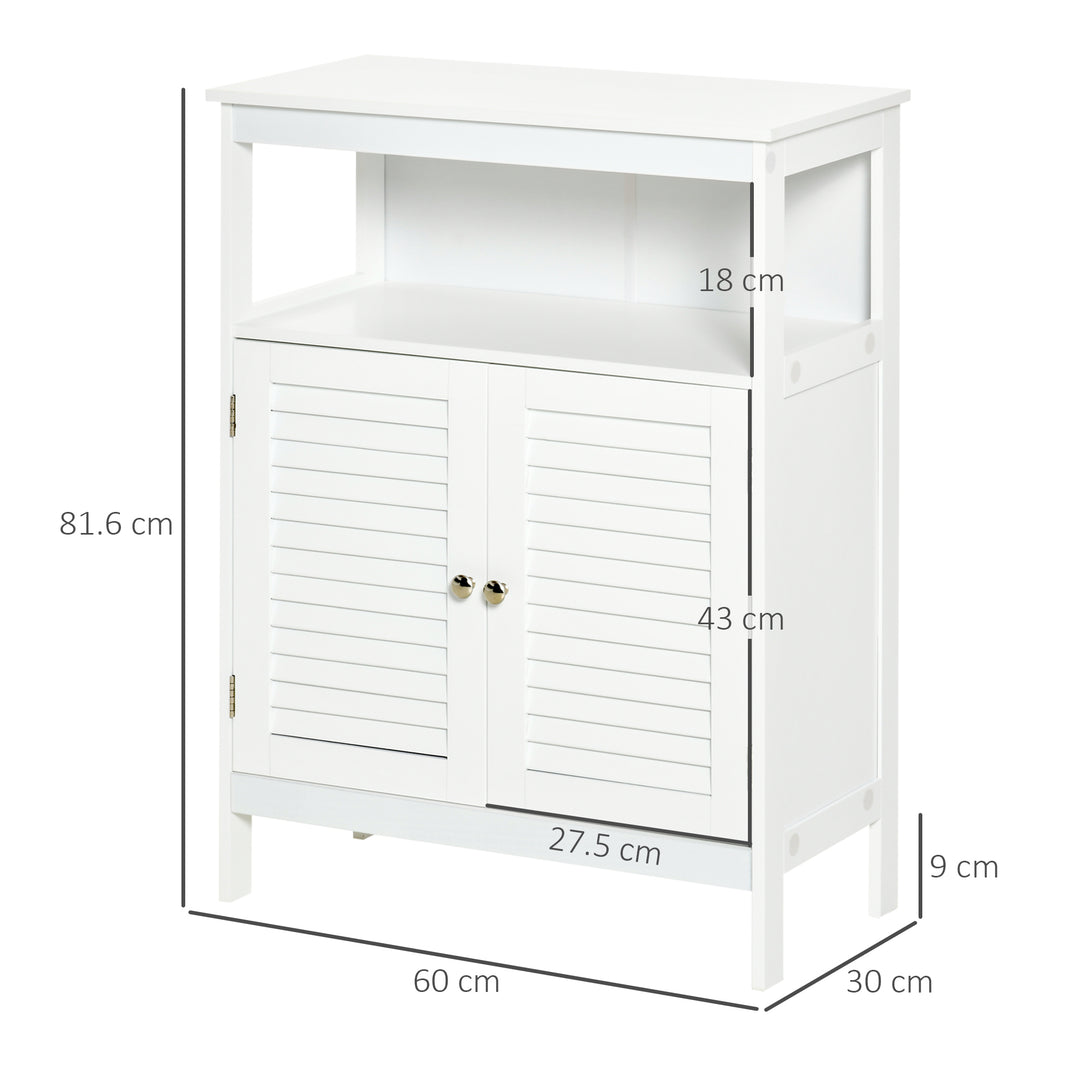 kleankin Wooden Freestanding Bathroom Cupboard: Double Shutter Door Storage Cabinet Organiser