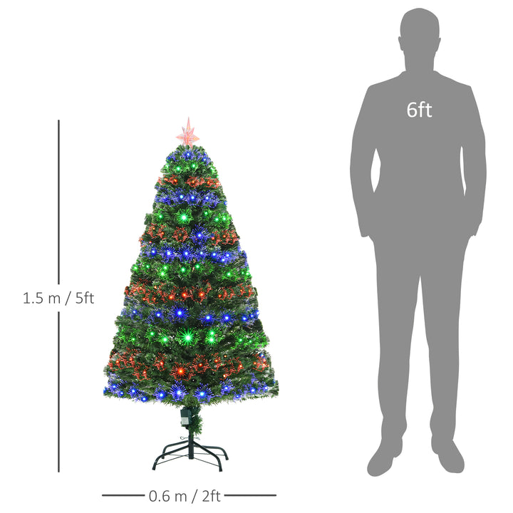 5ft 150cm Green Fibre Optic Artificial Christmas Tree-Multi