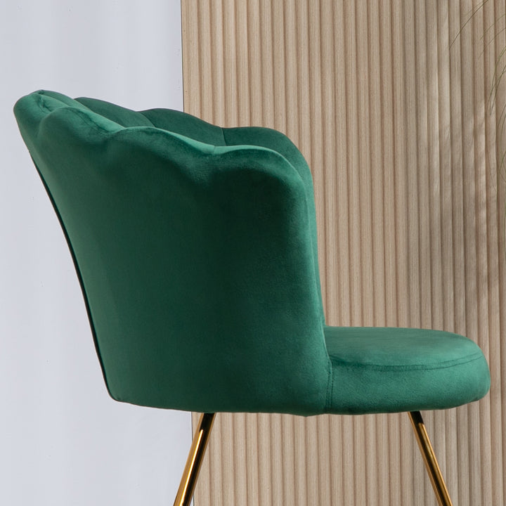 Velvet-Feel Lotus Petal Accent Chair - Green