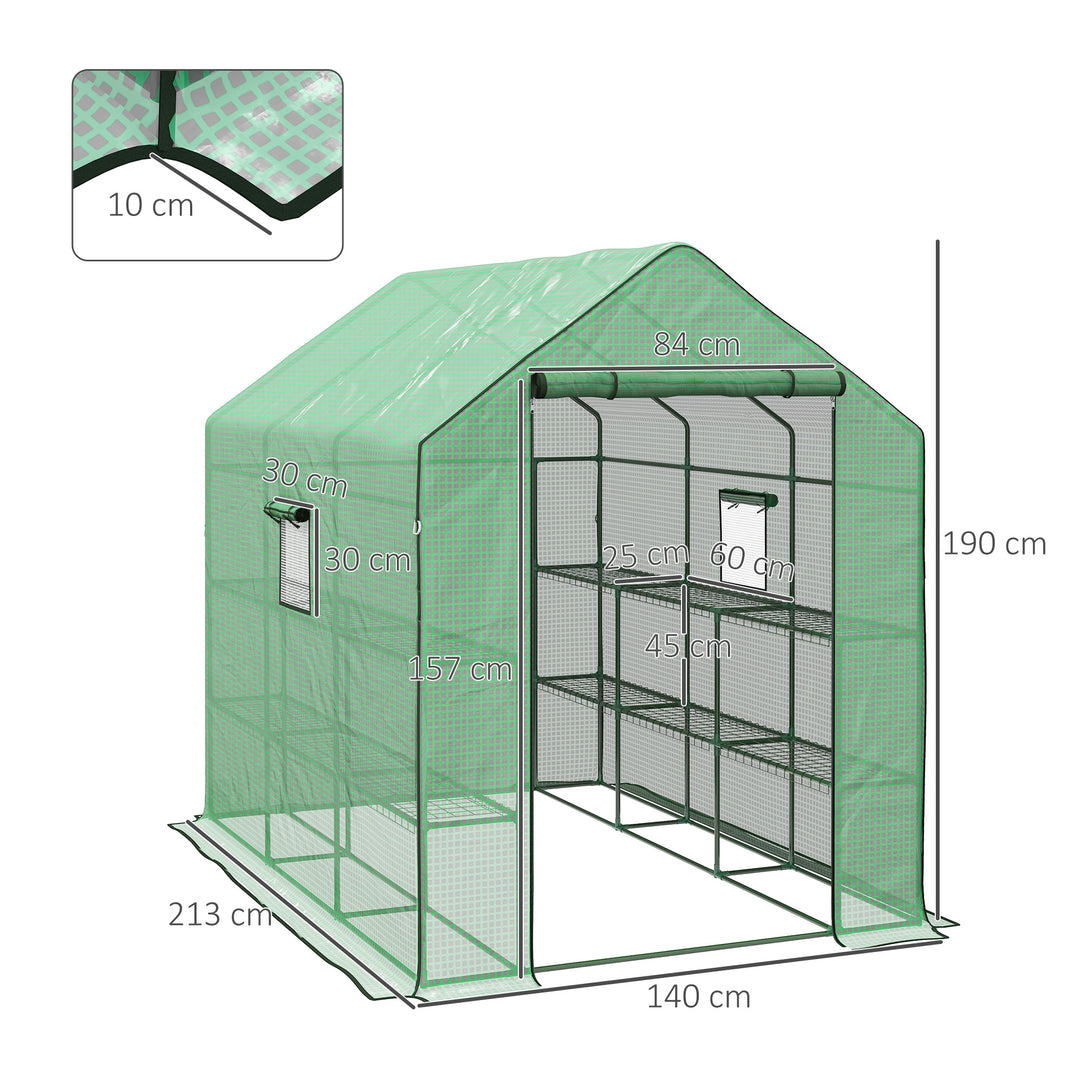 Greenhouse Oasis: Walk-In PE Cover with 3 Tier Shelves