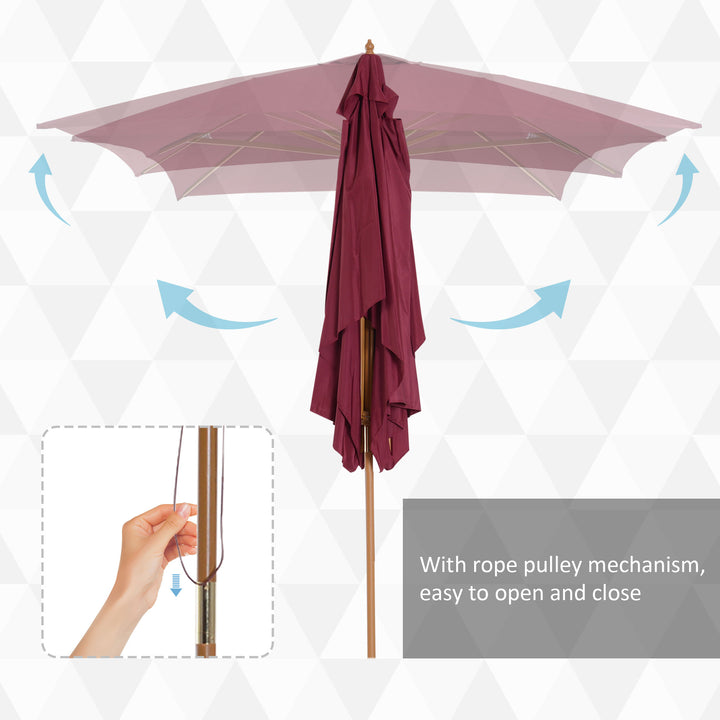 Waterproof Wooden Garden Parasol