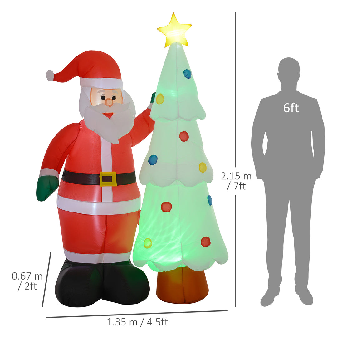 7ft Inflatable Santa and Christmas Tree with Rotating Magic Ball Light