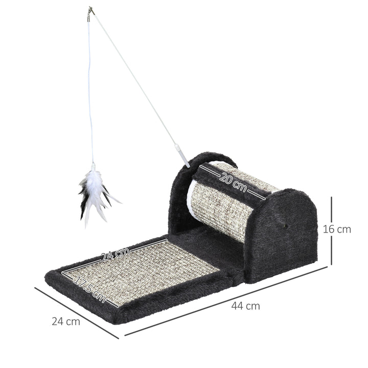 Sisal Scratching Mat: Kitten Playtime Companion with Roller & Feather Toy