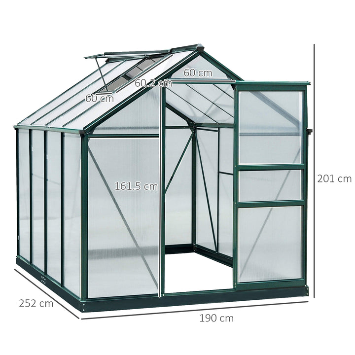 Large Walk-In Greenhouse Aluminium Frame Greenhouse Garden Plants Grow Galvanized Base w/ Slide Door