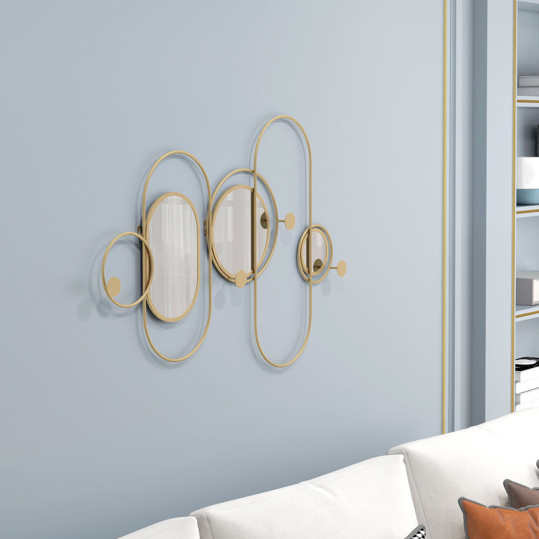 Decorative Metal Wall Mirror with Coat Hooks