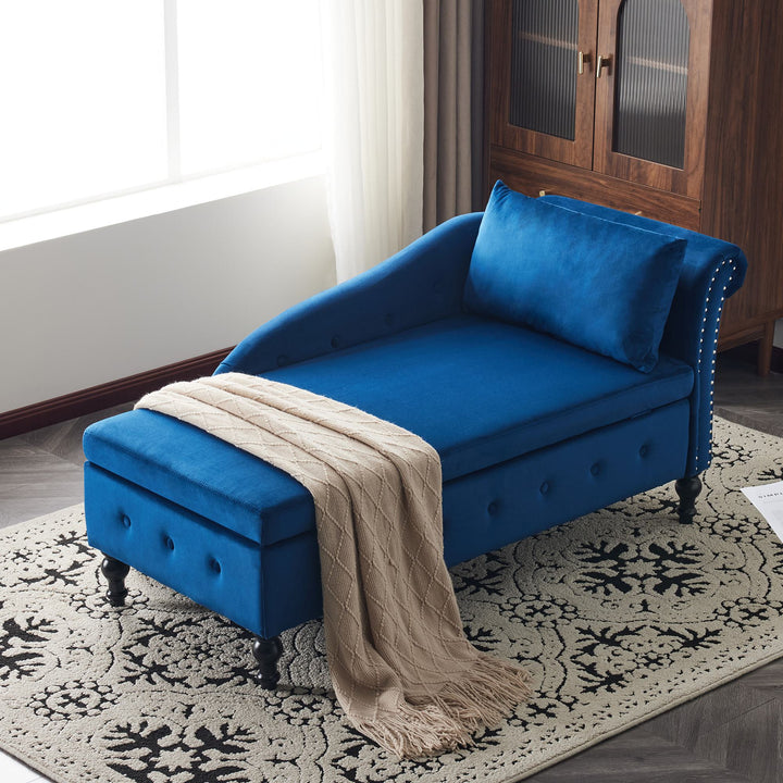 Velvet Upholstered Chaise Sofa Bed with Storage