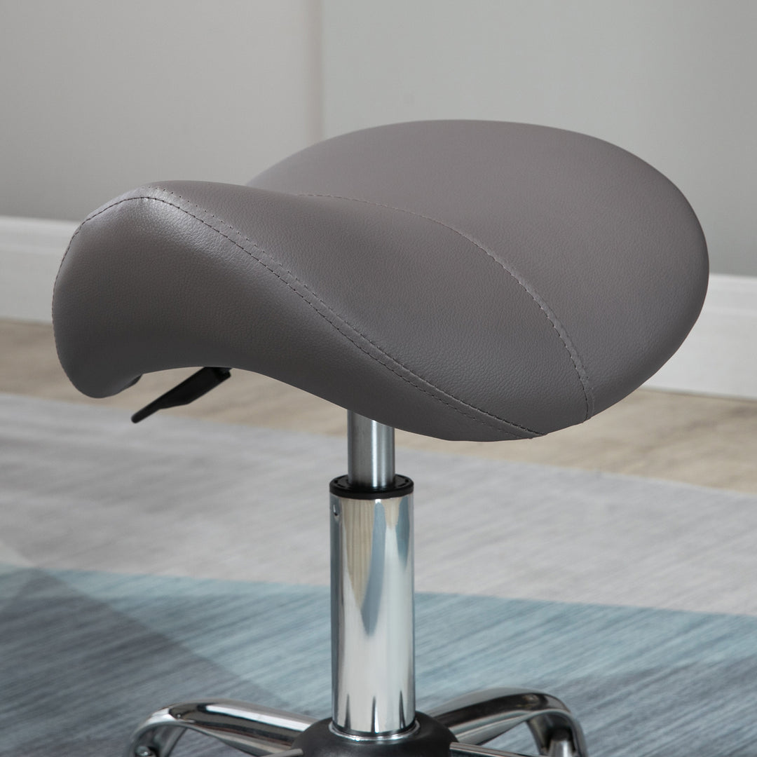 Cosmetic Stool 360Â° Rotate Height Adjustable Salon Massage Spa Chair Hydraulic Rolling Faux Leather Saddle Stool