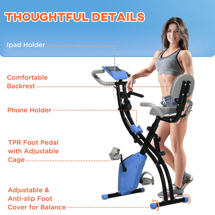 2-in-1 Folding Exercise Bike with 8-Level Magnetic Resistance