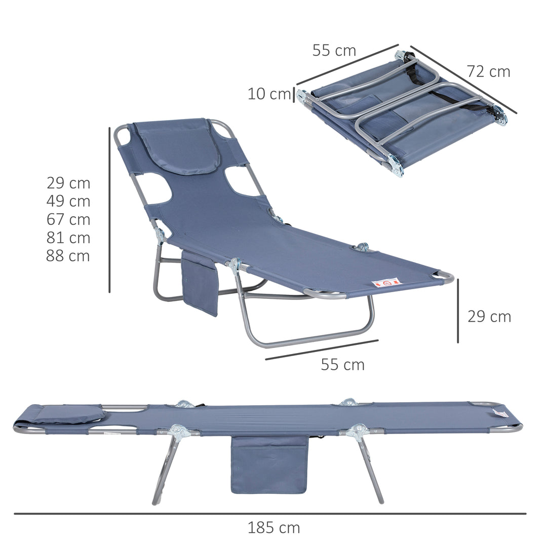 Beach Chaise Lounge with Face Hole and Arm Slots