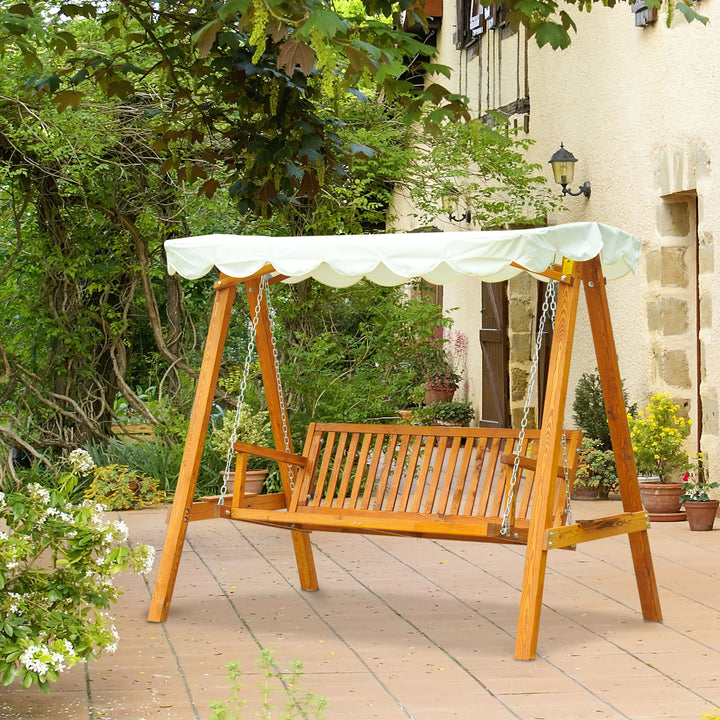 Waterproof 3 Seater Wooden Garden Swing Seat Swing Chair Outdoor Hammock Bench Furniture