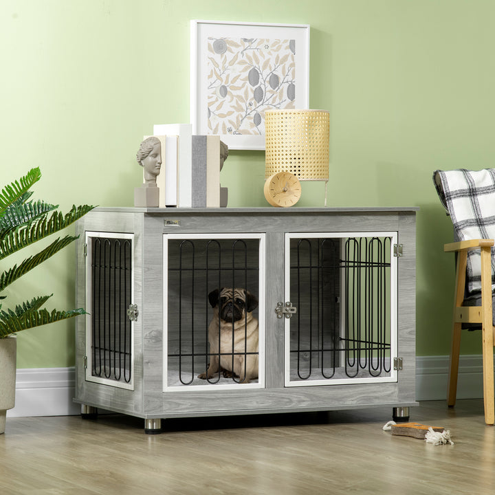 Dog Crate Furniture Side End Table w/ Soft Washable Cushion