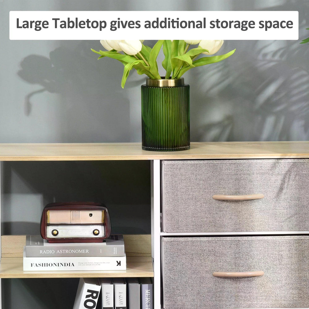 Storage Dresser with 3 Fabric Drawers & 2 Display Shelves