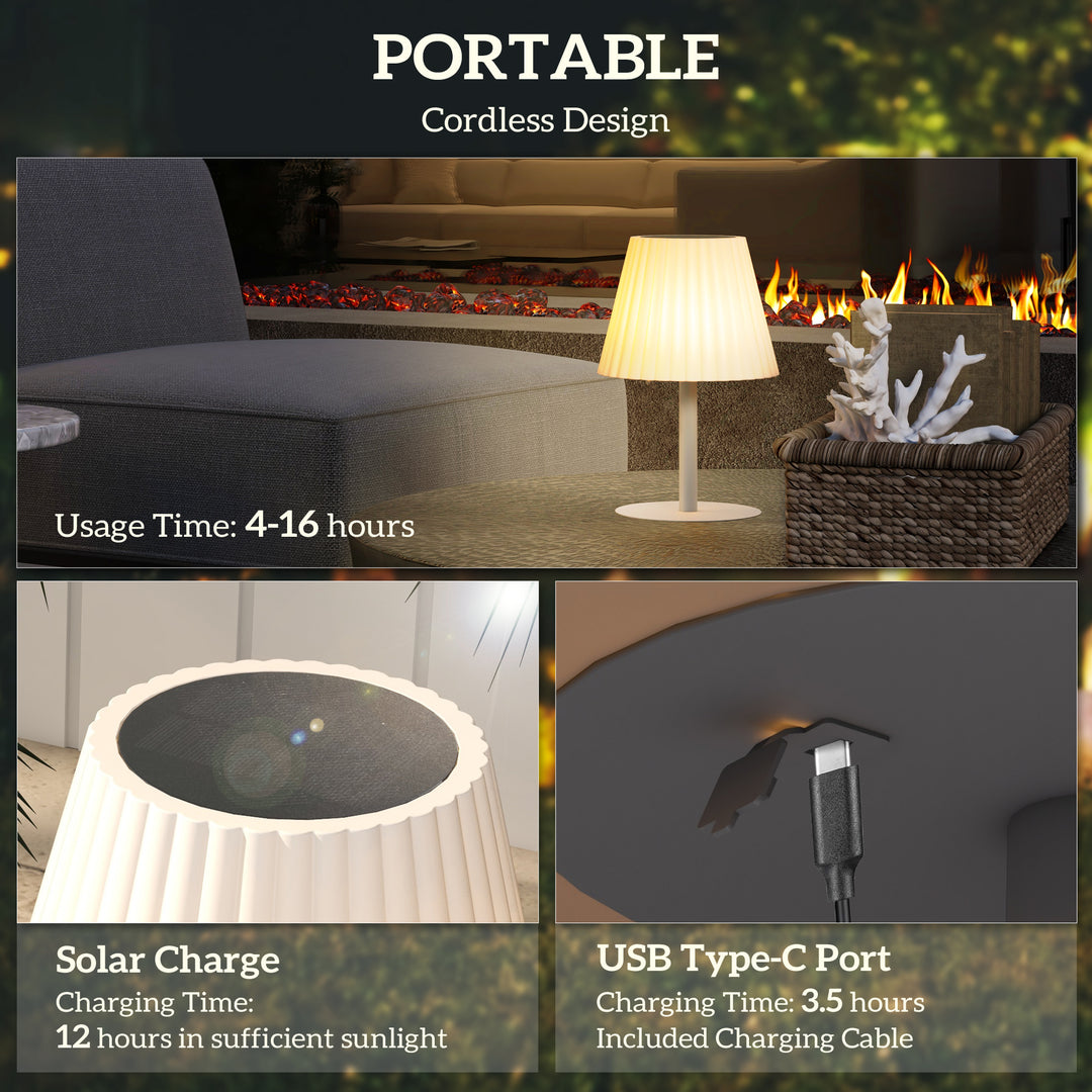 Solar-Powered Outdoor Luminary: Cordless LED Table Lamp with USB