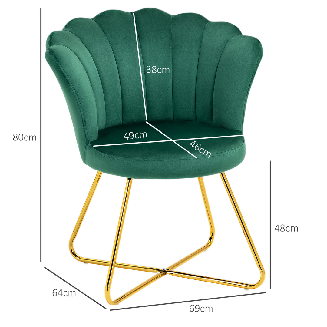 Velvet-Feel Lotus Petal Accent Chair - Green