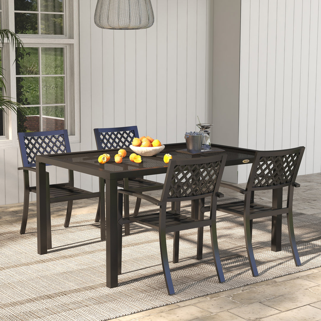 Steel Frame Garden Table with Metal Wire Top