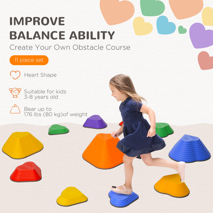 11PCs Heart-Shaped Kids Stepping Stones Balance & Motor Skills