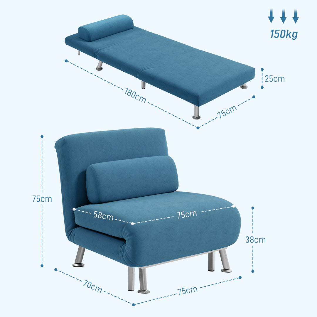 Single Sofa Bed with Adjustable Backrest