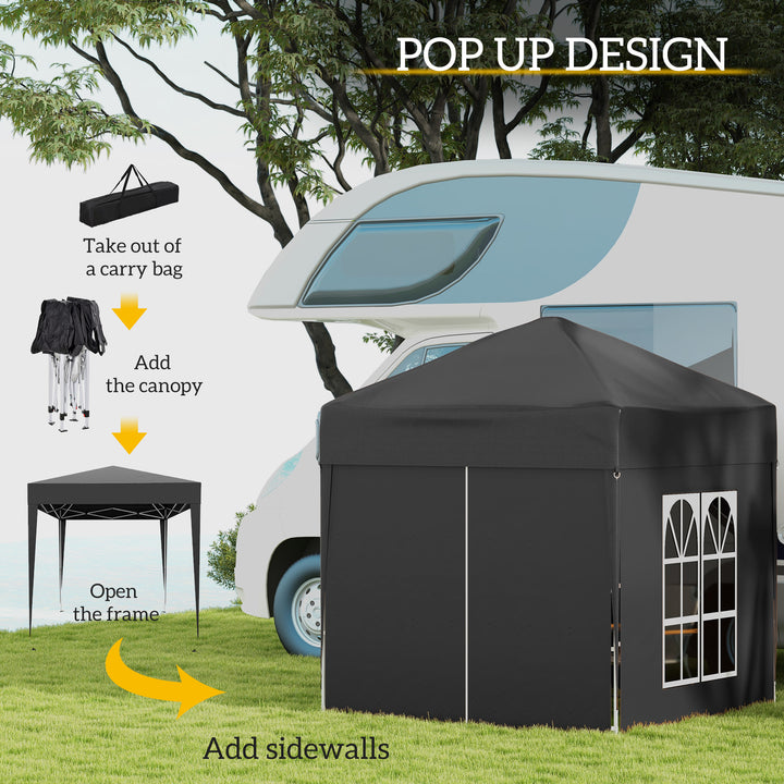 2x2m Garden Pop Up Gazebo Shelter Canopy w/ Removable Walls and Carrying Bag for Party and Camping