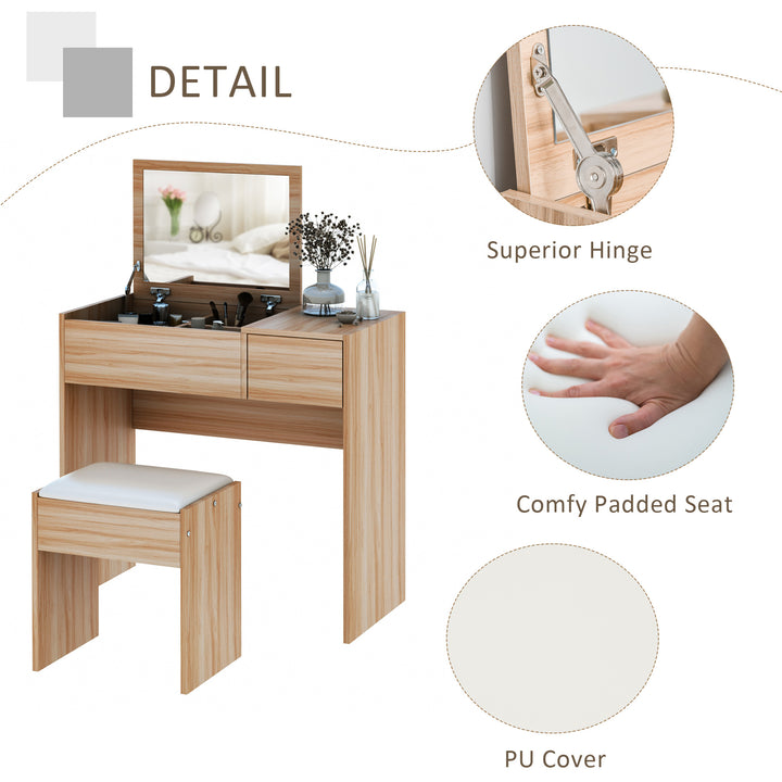 Dressing Table Set with Cushioned Stool