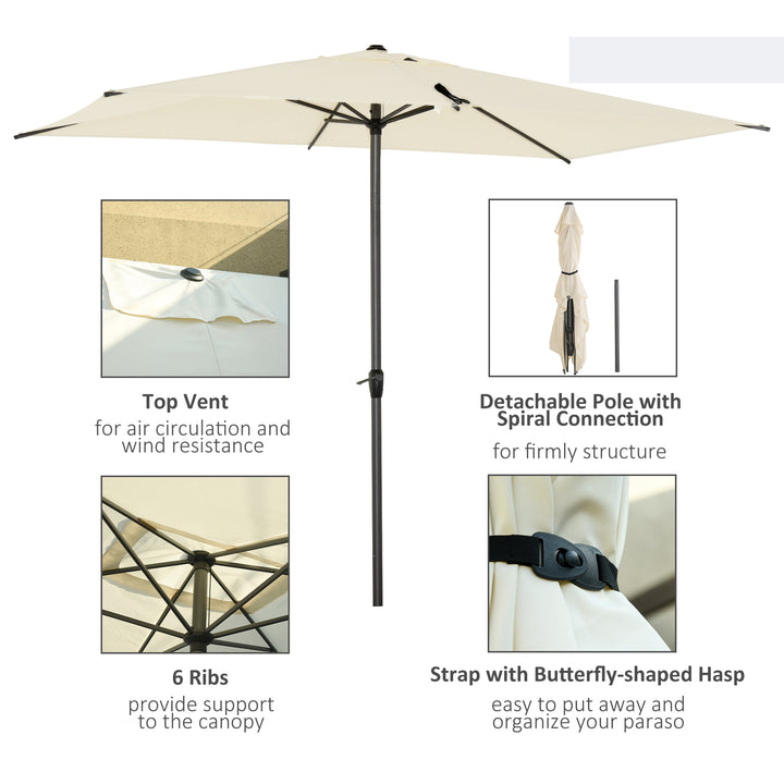 Waterproof 3 x 2M Sun Parasols Umbrellas Garden Patio Tilt Sun Shade Outdoor Canopy Crank Aluminium