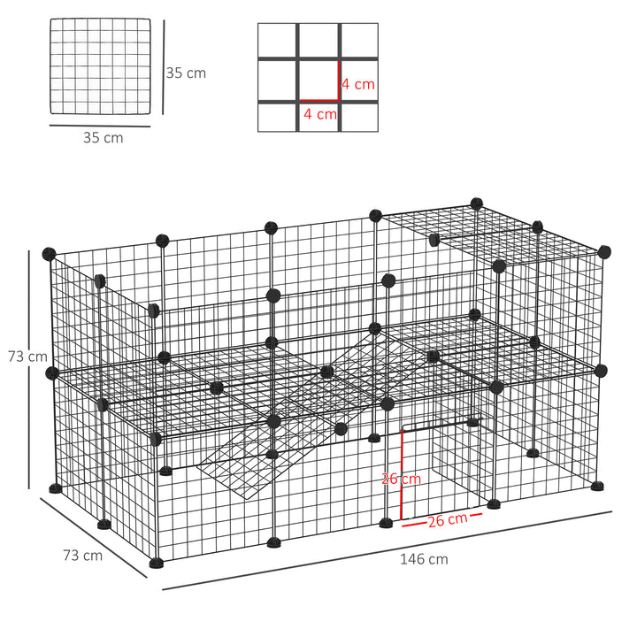 Guinea Pig Playpen Rabbit Playpen Metal Wire Fence Indoor Outdoor Small Animal Cage 36 Panel Enclosure Black