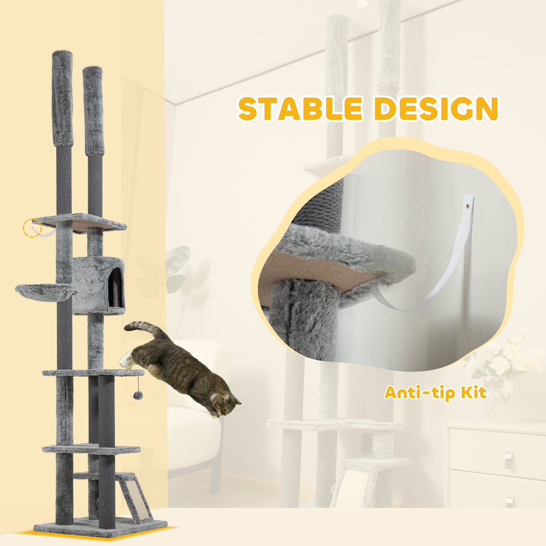 Floor To Ceiling Cat Tree with Anti-tipping Kit for Safety