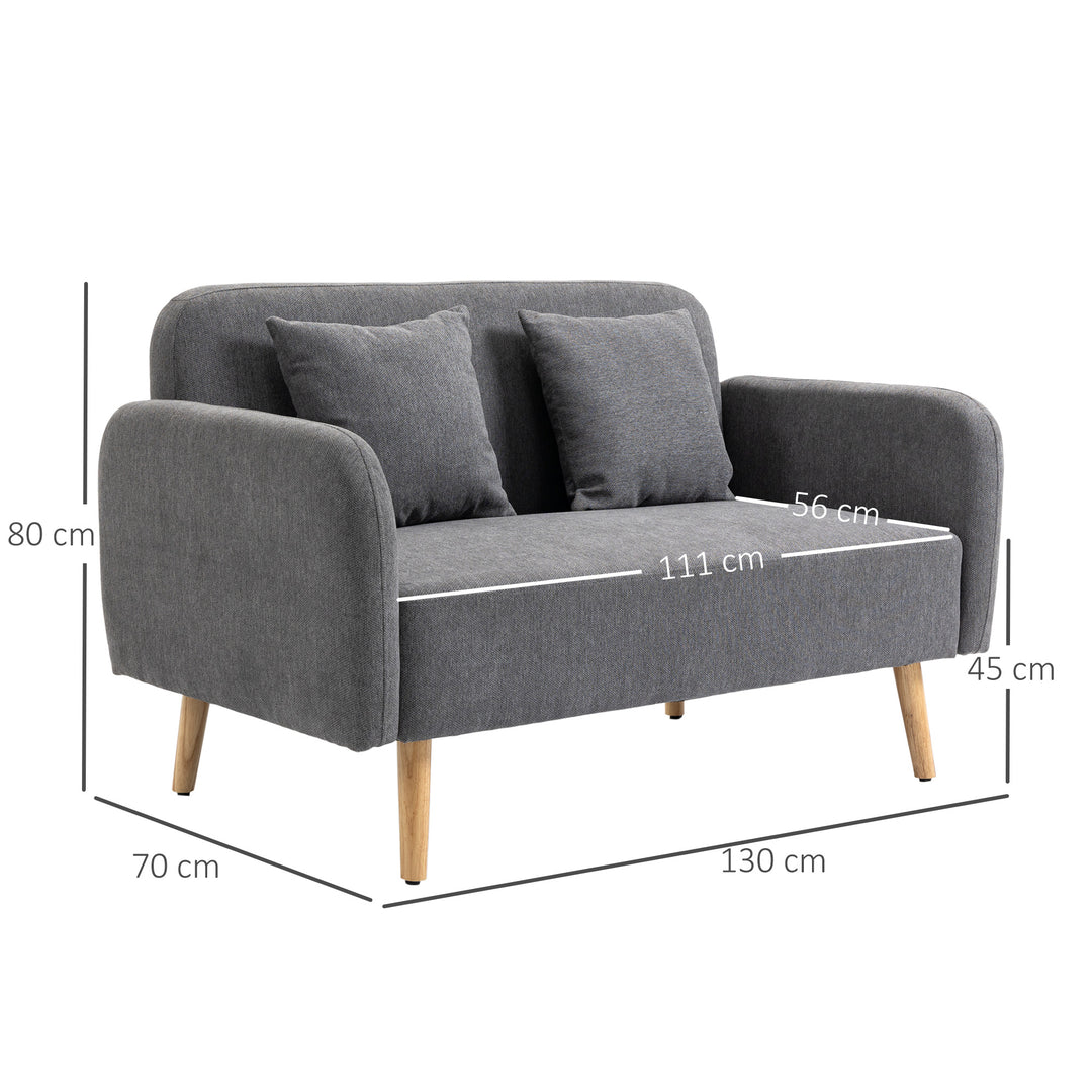 2-Seat Loveseat Sofa Chenille Fabric Upholstered Couch with Rubberwood Legs