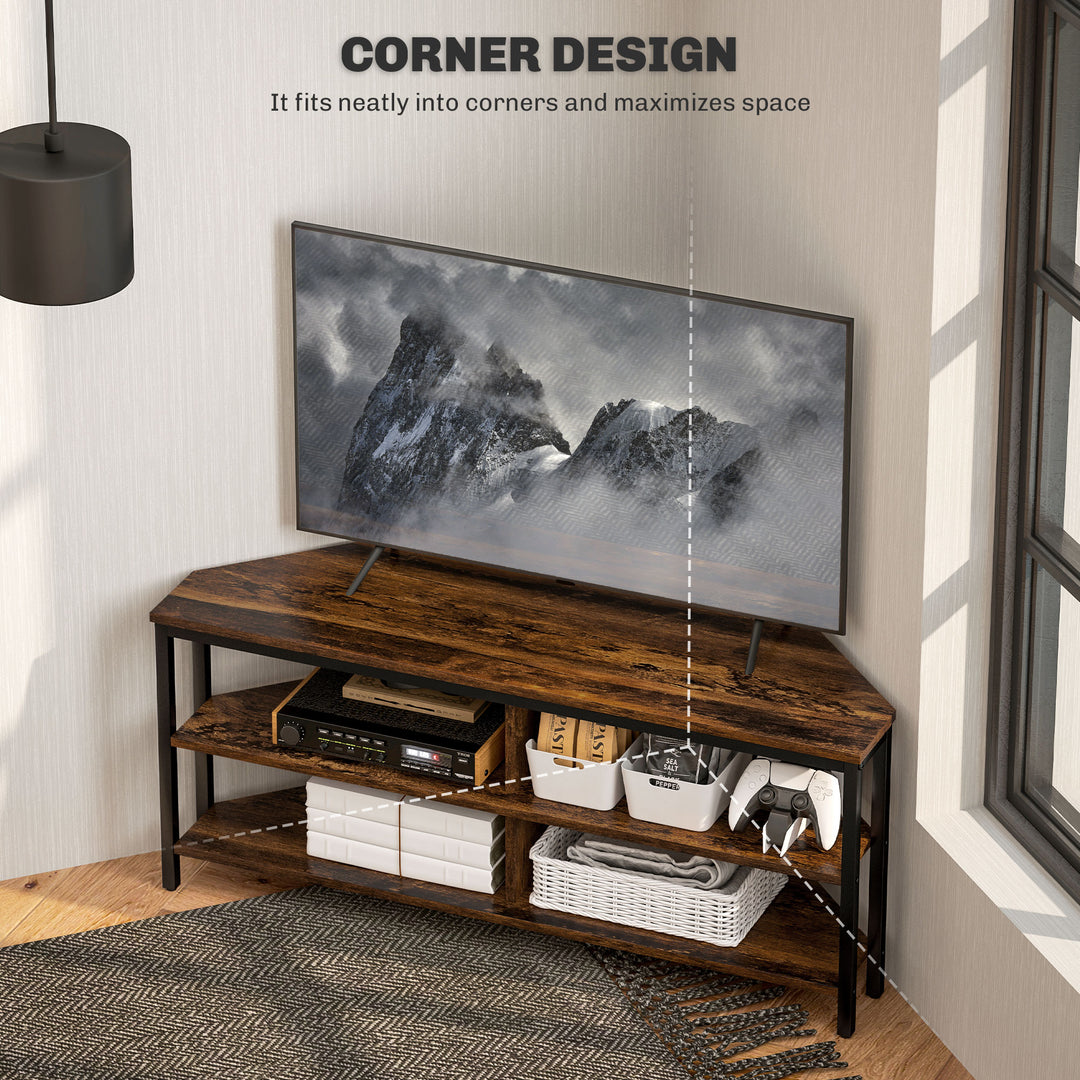 Industrial-Style Corner TV Unit - Black/Brown